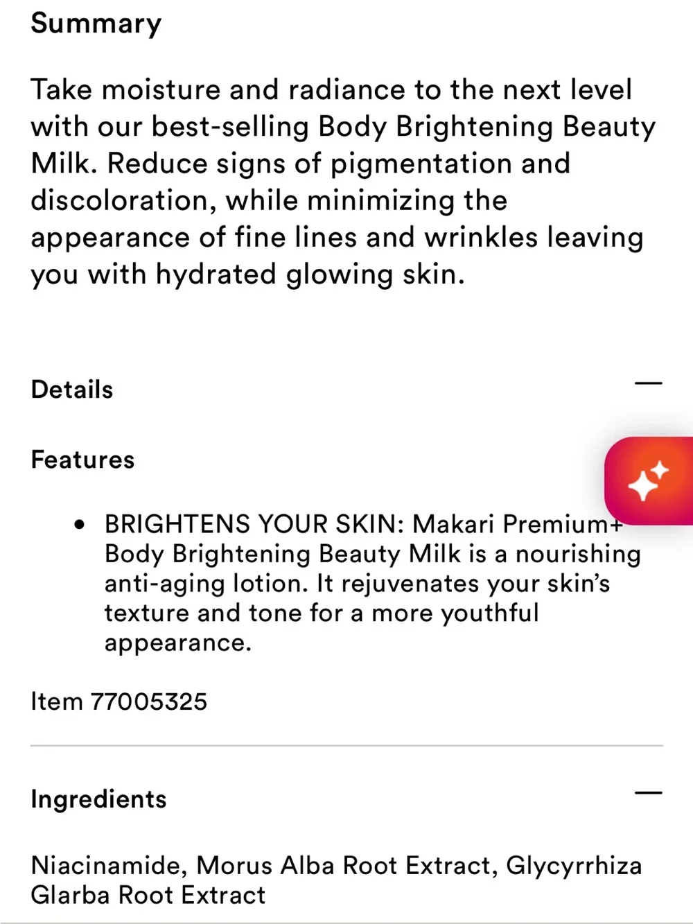 MAKARI DE SUISSE Radiant Body Brightening Beauty Milk Premium Plus Cream 4.75oz